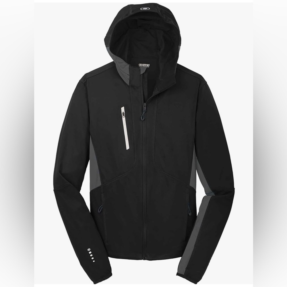 OGIO Pivot Soft Shell Hooded Lightweight Jacket Black with Gray -Performance